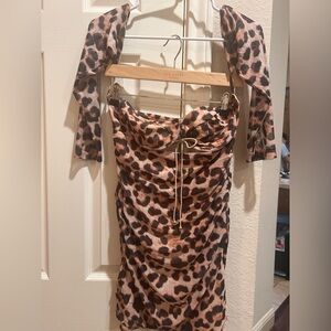 MISSGUIDED Leopard Print Dress Large